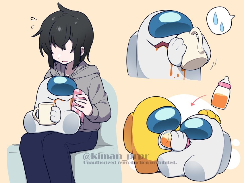 crewmate, yellow, white, impostor, and they (original and 1 more) drawn by kiman