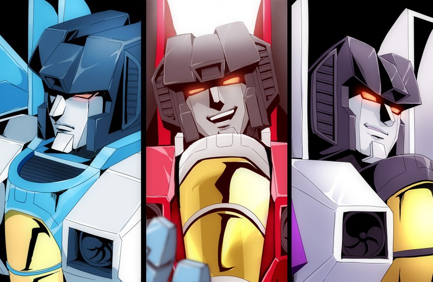 starscream, thundercracker, and skywarp (transformers and 1 more) drawn by somali