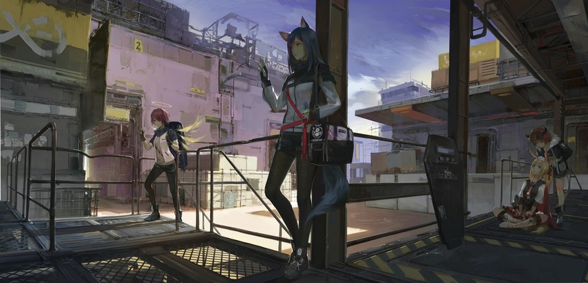 texas, exusiai, sora, and croissant (arknights) drawn by a-m-one