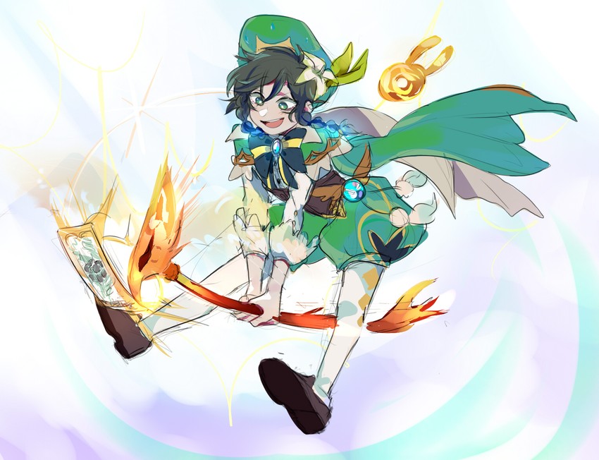 kinomoto sakura, venti, and seelie (genshin impact and 1 more) drawn by danny-chama