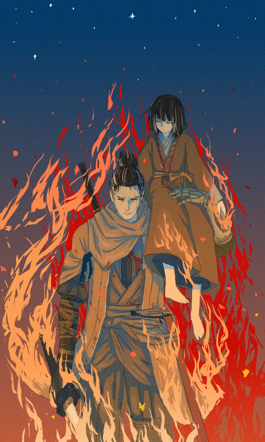 sekiro and kuro the divine heir (sekiro: shadows die twice) drawn by npoilas