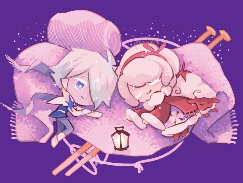 cotton cookie, sherbet cookie, and cream cotton sheep (cookie run and 1 more) drawn by kanaizu_yh
