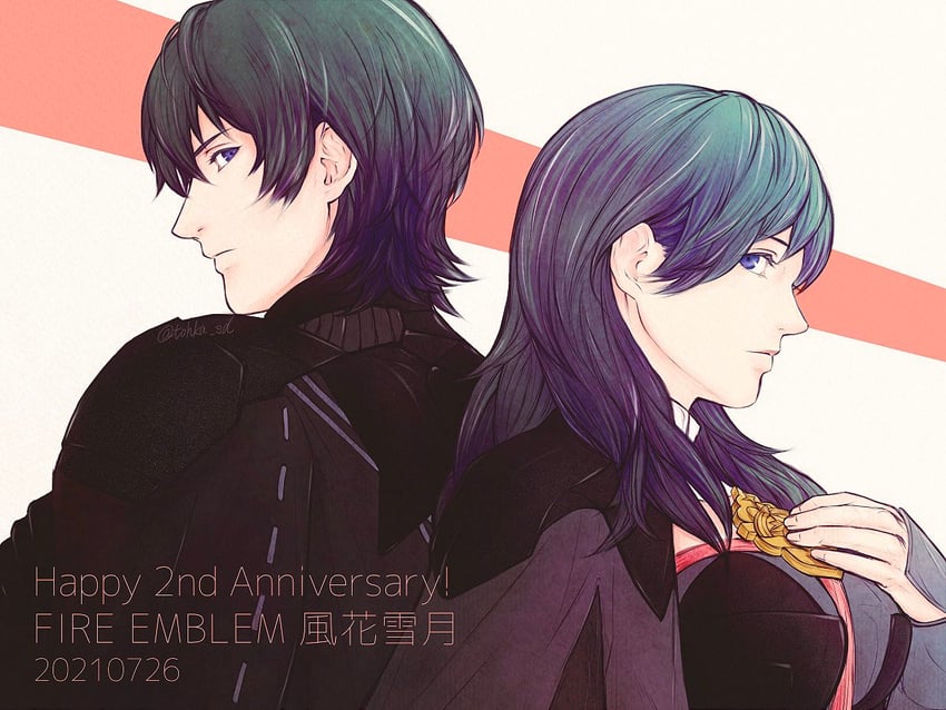 female byleth and male byleth (fire emblem and 1 more) drawn by tohka_sd