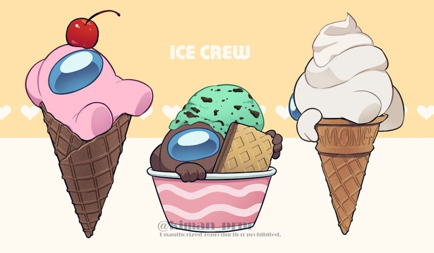 crewmate, white, black, and rose (among us) drawn by kiman
