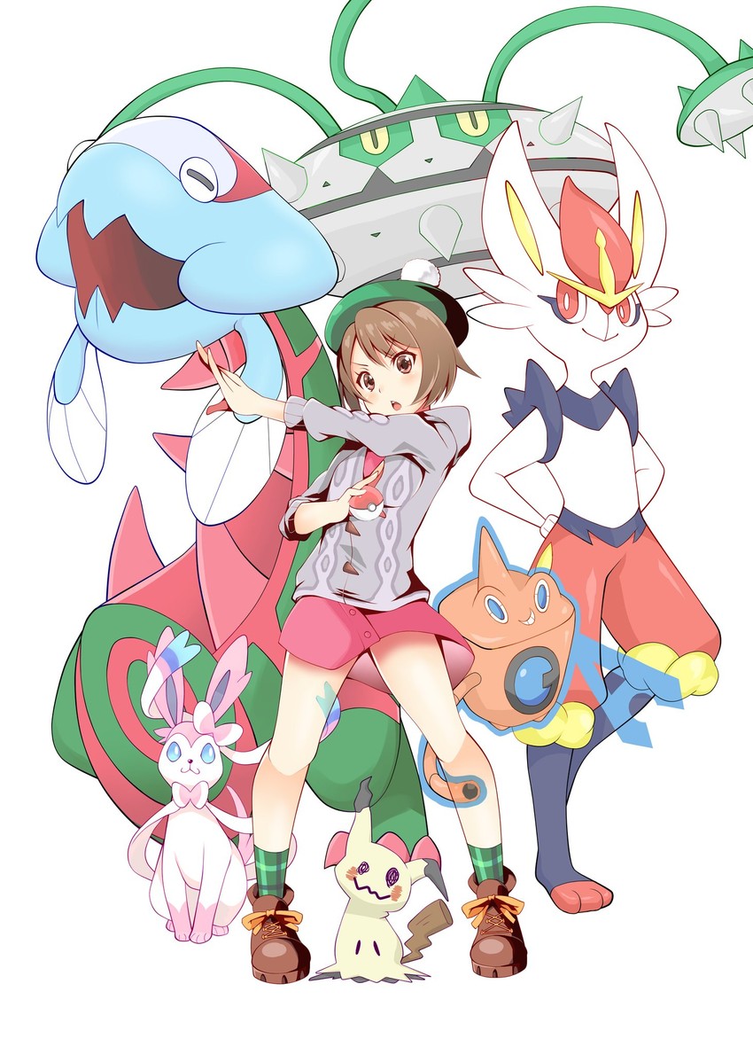 gloria, rotom, sylveon, mimikyu, cinderace, and 2 more (pokemon and 1 more) drawn by daive