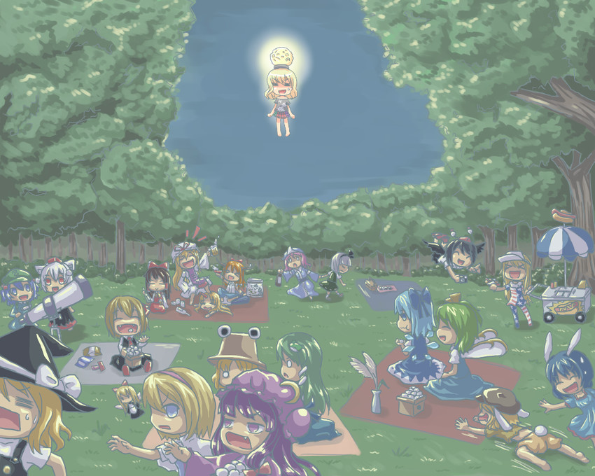 hakurei reimu, kirisame marisa, kochiya sanae, konpaku youmu, alice margatroid, and 17 more (touhou) drawn by baise_fenbi_xian