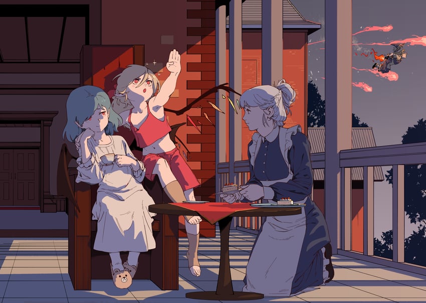 kirisame marisa, remilia scarlet, flandre scarlet, and izayoi sakuya (touhou) drawn by sendai_(nazonomono)