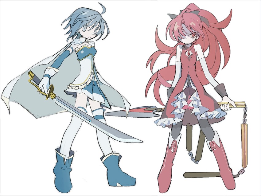 miki sayaka and sakura kyoko (mahou shoujo madoka magica) drawn by soumenhiyamugi