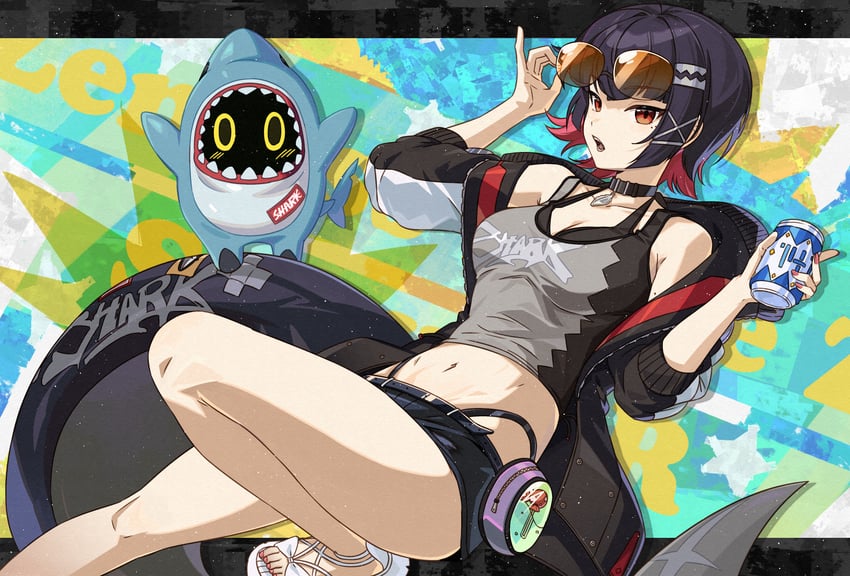 ellen joe and sharkboo (zenless zone zero) drawn by kanmiya_shinobu