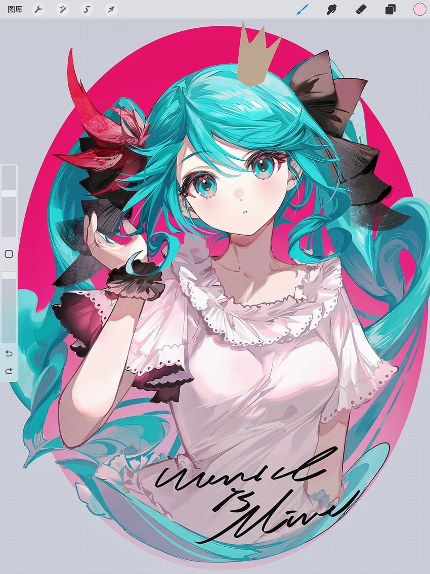 hatsune miku (vocaloid and 1 more) drawn by rumoon