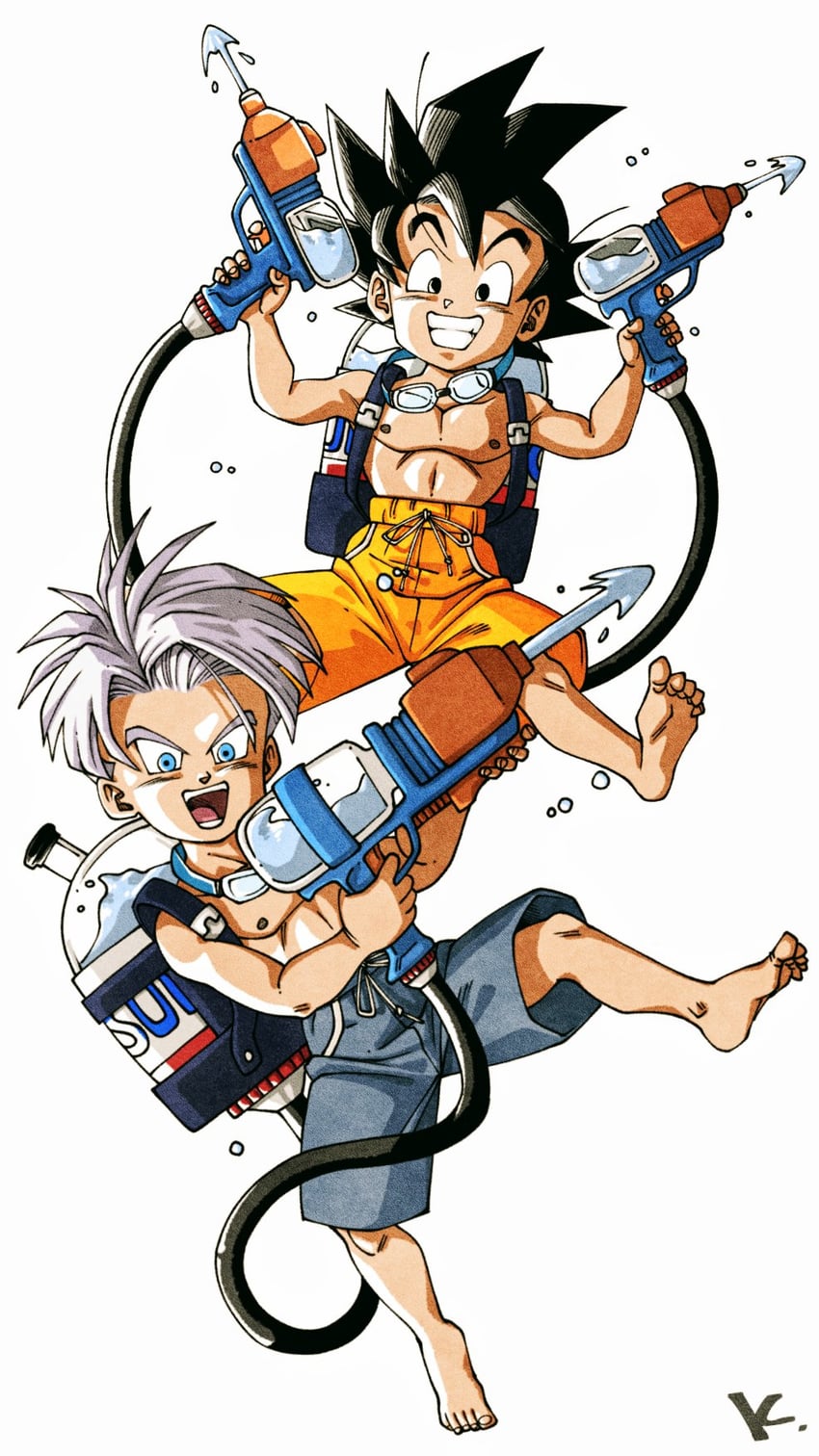 trunks and son goten (dragon ball and 1 more) drawn by kakeru_(dbskakeru)