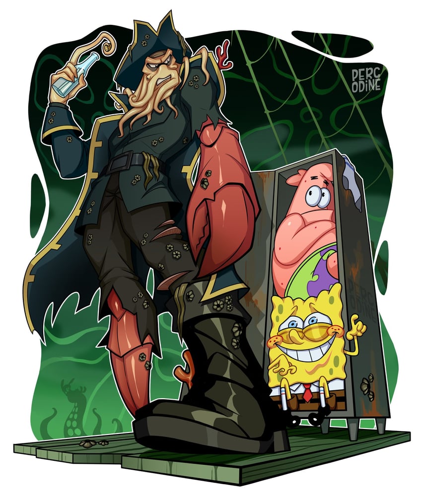 spongebob squarepants, patrick star, squidward tentacles, and davy jones (spongebob squarepants and 1 more) drawn by percodine