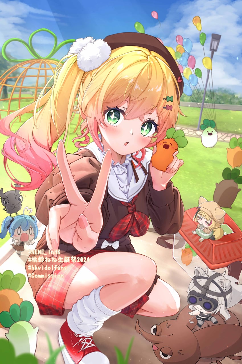 yukihana lamy, shishiro botan, omaru polka, momosuzu nene, and nekko (hololive) drawn by amakumo517