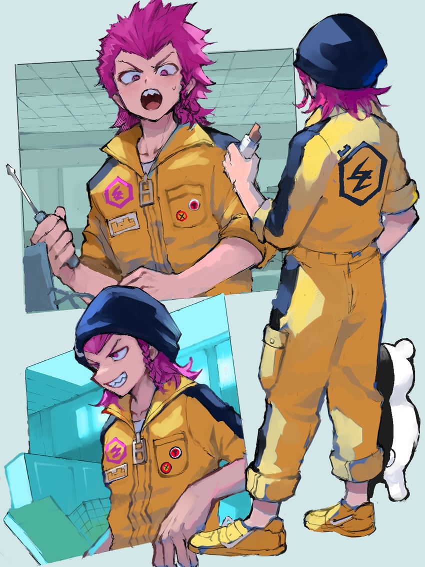 monokuma and soda kazuichi (danganronpa and 1 more) drawn by shiba_ko