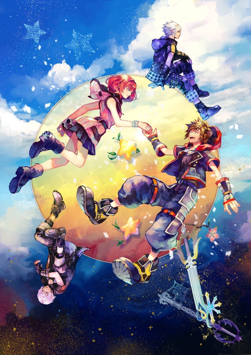 sora, kairi, riku, and yozora (kingdom hearts and 1 more) drawn by nanase_shie