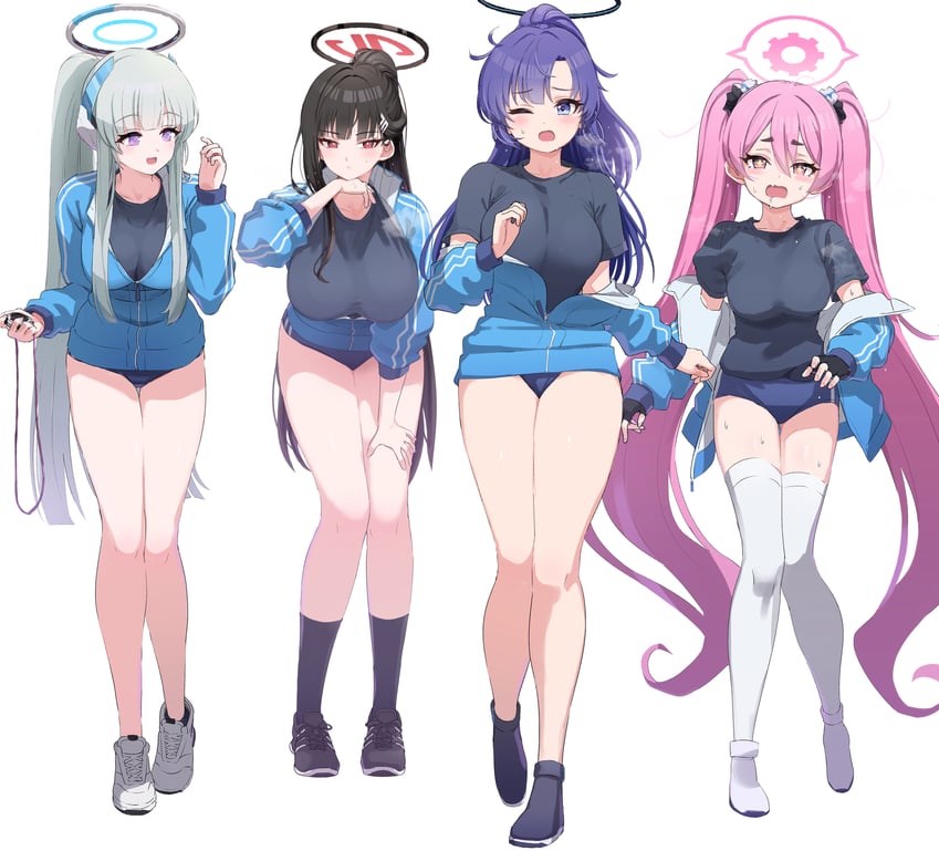 yuuka, rio, noa, and koyuki (blue archive) drawn by pizzasi