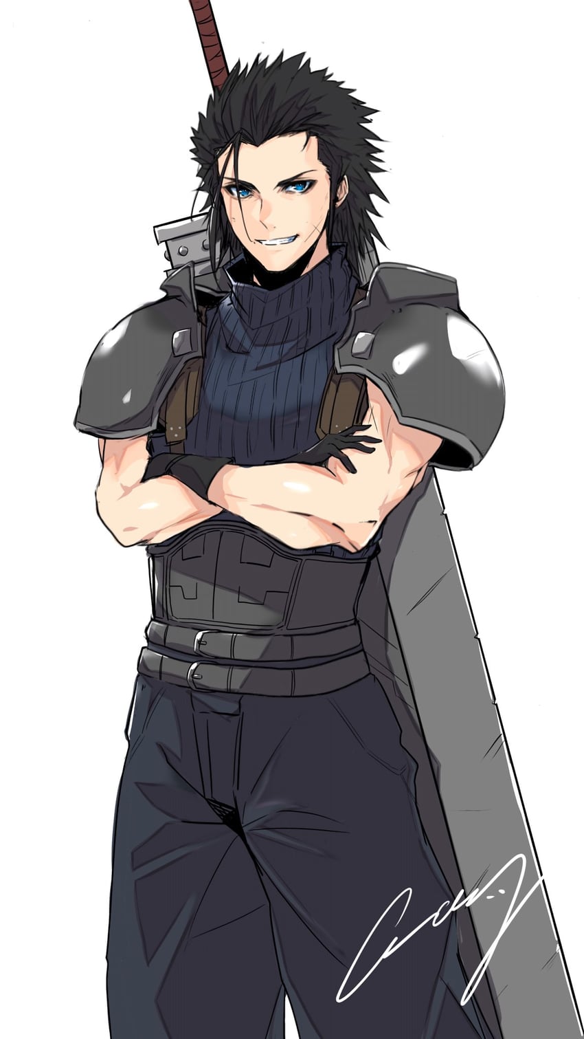 zack fair (final fantasy and 4 more) drawn by crazy02oekaki