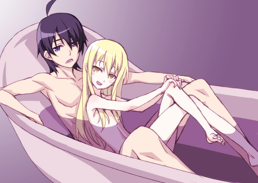 oshino shinobu and araragi koyomi (monogatari and 2 more) drawn by matsuryuu