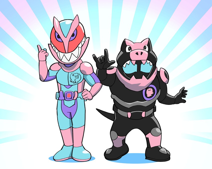 kamen rider revi and kamen rider vice (kamen rider and 1 more) drawn by ueyama_michirou