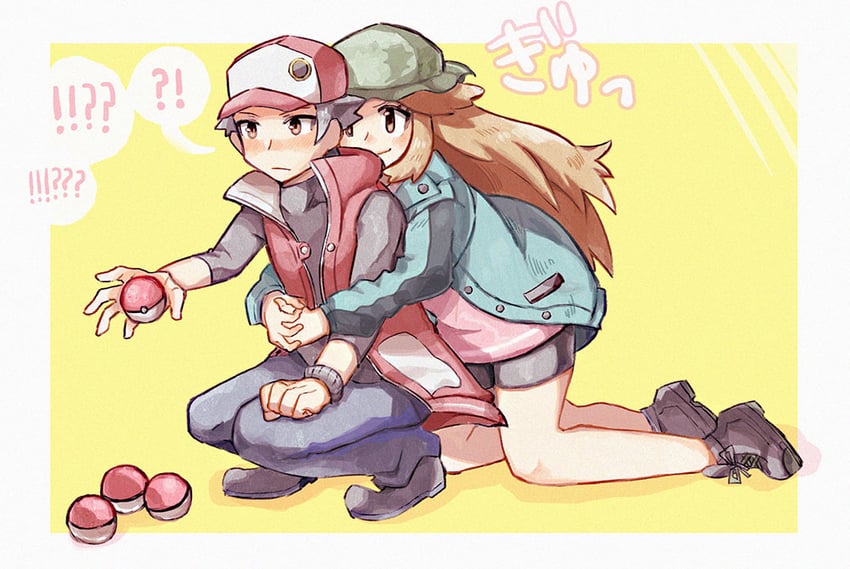 red and leaf (pokemon and 1 more) drawn by anidler91