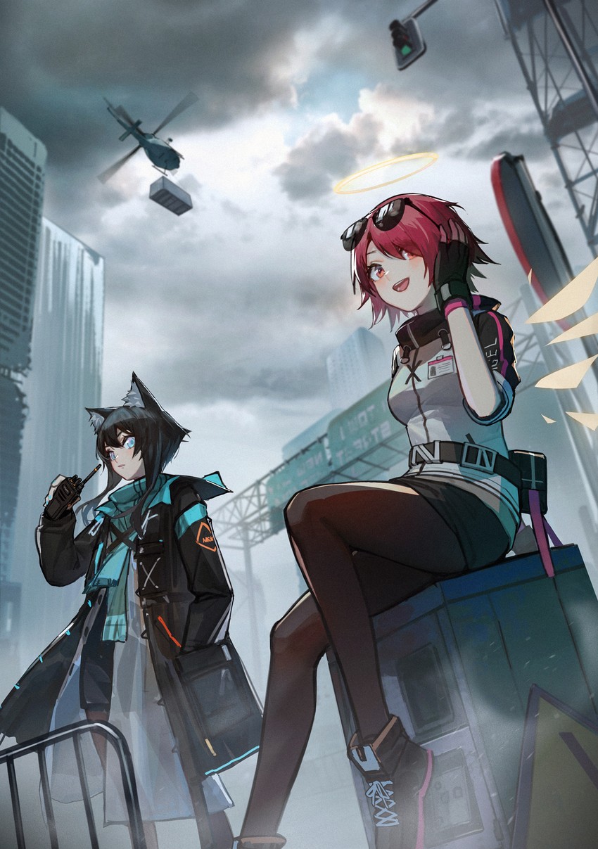 doctor, exusiai, and female doctor (arknights) drawn by mek