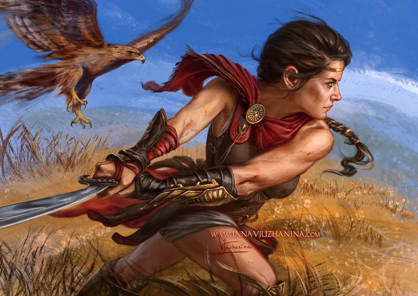kassandra of sparta (assassin's creed and 1 more) drawn by inna_vjuzhanina