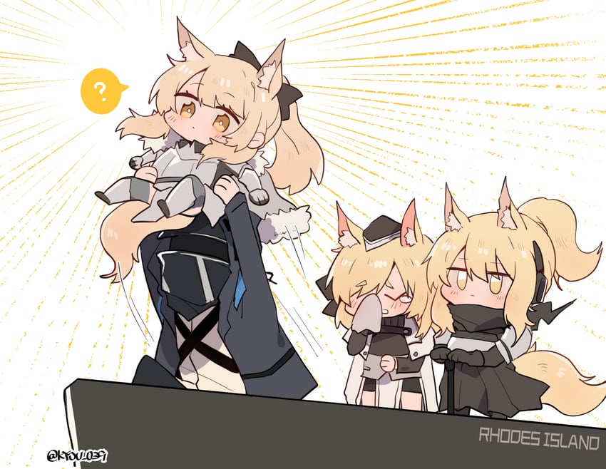 doctor, nearl, blemishine, and whislash (arknights and 1 more) drawn by kyou_039