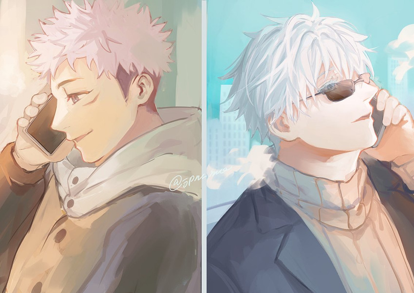 gojou satoru and itadori yuuji (jujutsu kaisen) drawn by ccccc_(jpn_m0)