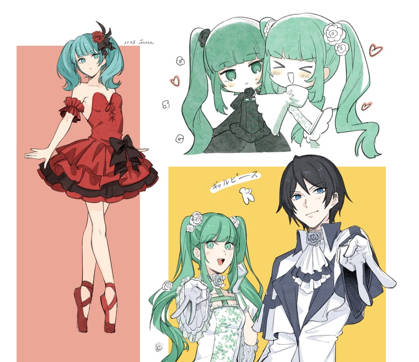 hatsune miku and kaito (vocaloid and 3 more) drawn by soup_dumplin