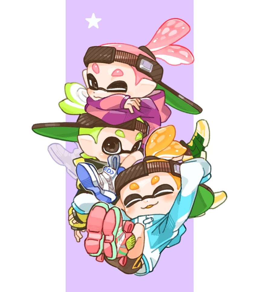 inkling player character and inkling boy (splatoon) drawn by spl8ya