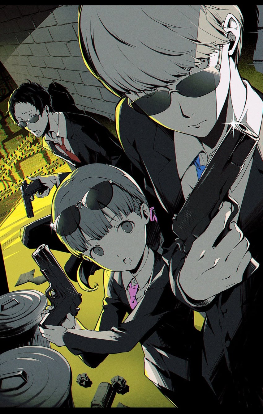 narukami yu, doujima nanako, and adachi tooru (persona and 1 more) drawn by yoshino_saku