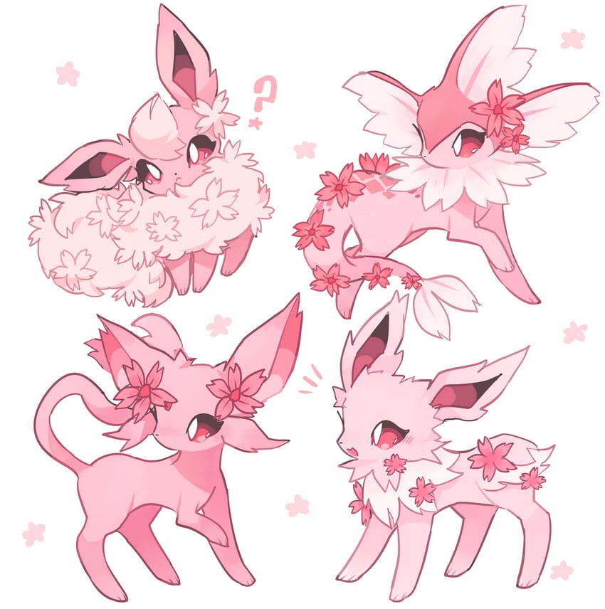vaporeon, espeon, flareon, and jolteon (original and 1 more) drawn by charamells