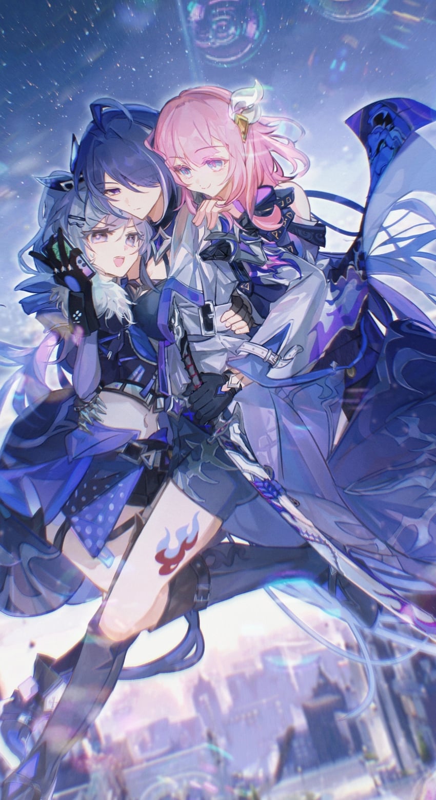 acheron, silver wolf, and cyrene (honkai and 1 more) drawn by qieazhibingjiling