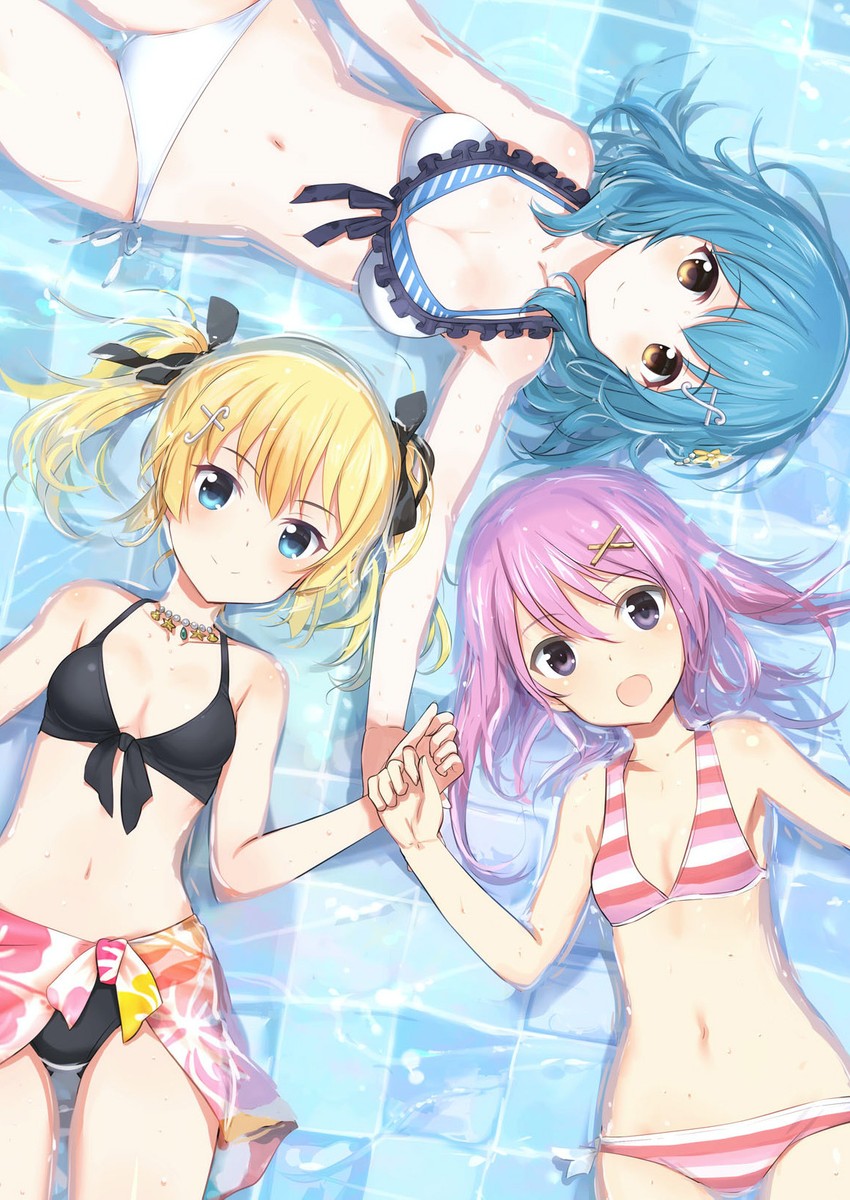 hirasaka yotsuyu, kougami kanon, and kunieda shiho (alice gear aegis and 1 more) drawn by shimada_fumikane