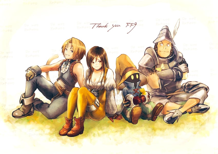 zidane tribal, garnet til alexandros xvii, vivi ornitier, and adelbert steiner (final fantasy and 1 more) drawn by komugiko_no_mori