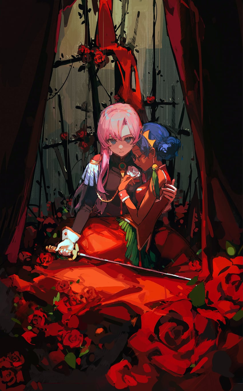tenjou utena and himemiya anthy (shoujo kakumei utena) drawn by ciloranko