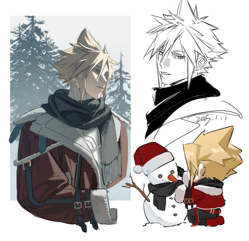 cloud strife (final fantasy and 2 more) drawn by recalderzhi