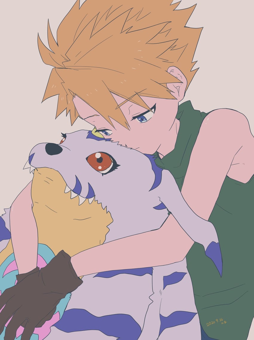 ishida yamato and gabumon (digimon and 1 more) drawn by egtf2583
