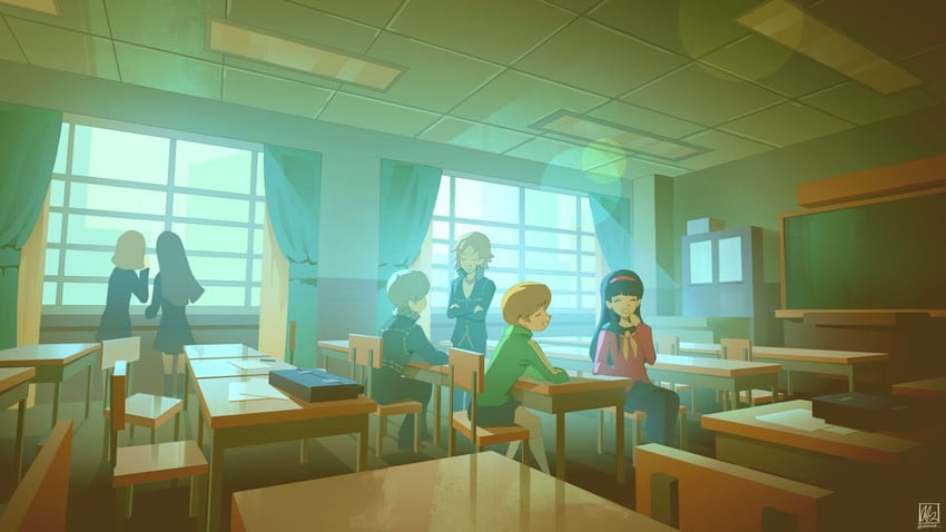narukami yu, satonaka chie, amagi yukiko, and hanamura yousuke (persona and 1 more) drawn by alina_l