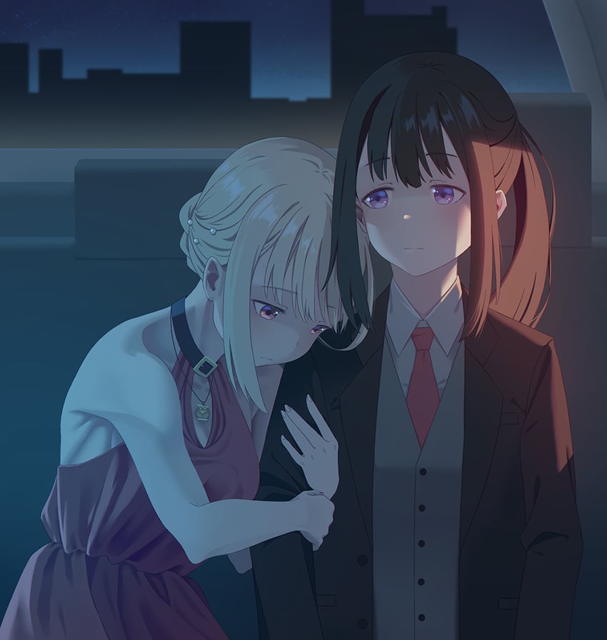 nishikigi chisato and inoue takina (lycoris recoil) drawn by tonht