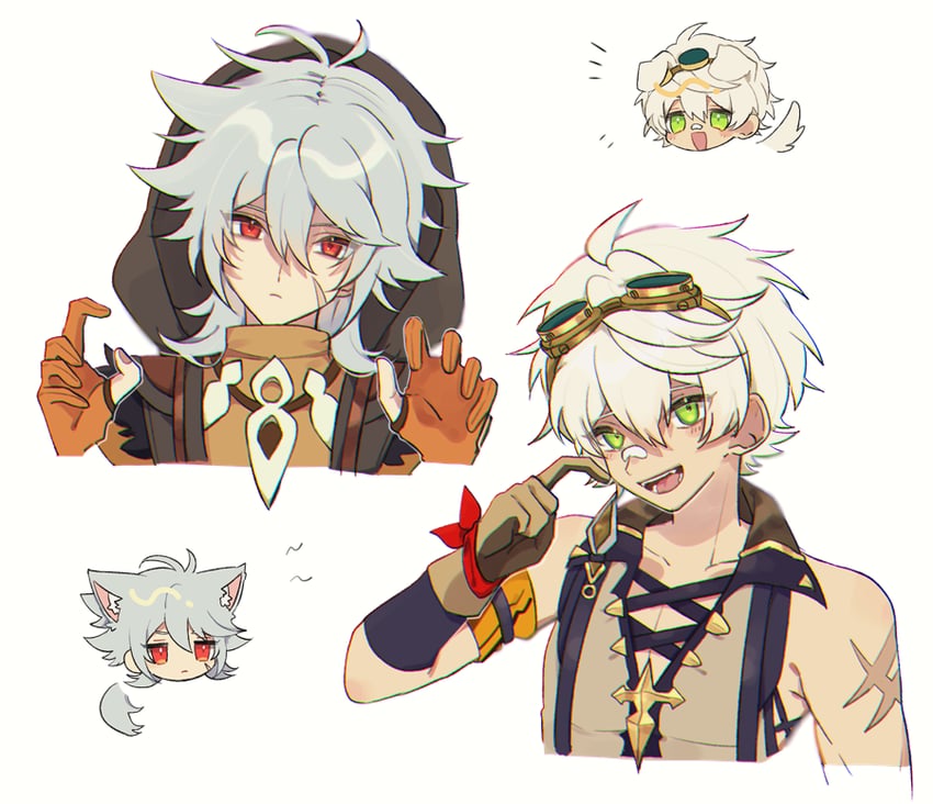 razor and bennett (genshin impact) drawn by nekoshin_kagari