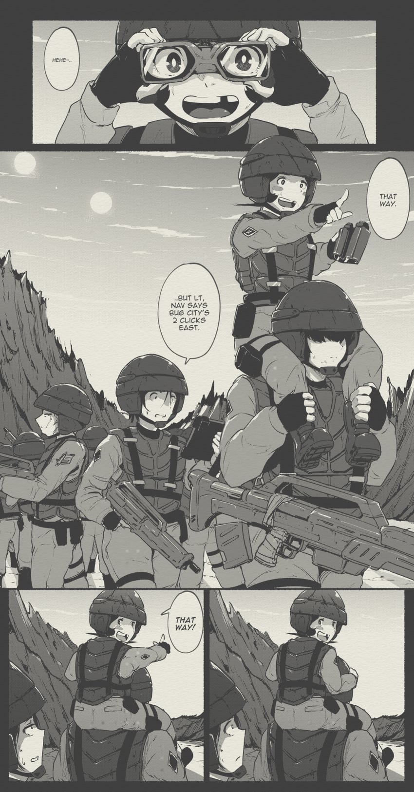 mobile infantry, holly, dahlia, legia, and dizzy flores (original and 1 more) drawn by tyrone
