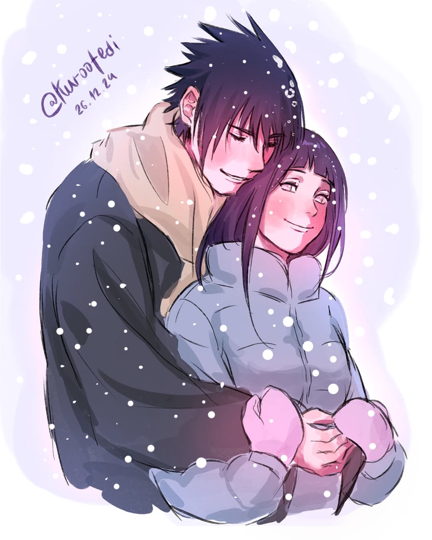 hyuuga hinata and uchiha sasuke (naruto and 1 more) drawn by kurootedi