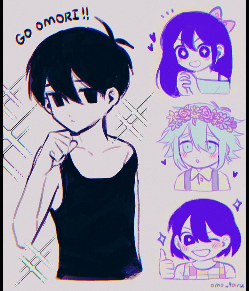 omori, basil, aubrey, and kel (omori) drawn by omo_taru