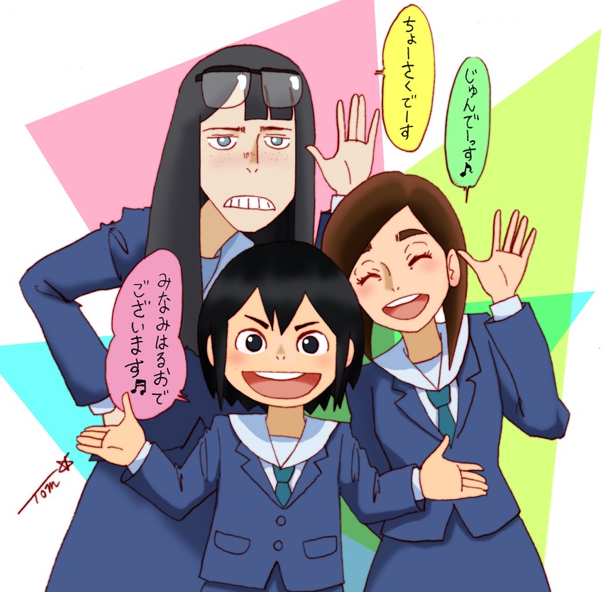 kanamori sayaka, asakusa midori, and mizusaki tsubame (eizouken ni wa te wo dasu na!) drawn by chutohampa