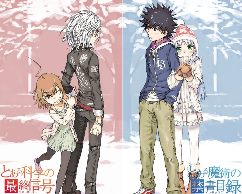 kamijou touma, accelerator, index, and last order (toaru majutsu no index and 1 more) drawn by haimura_kiyotaka