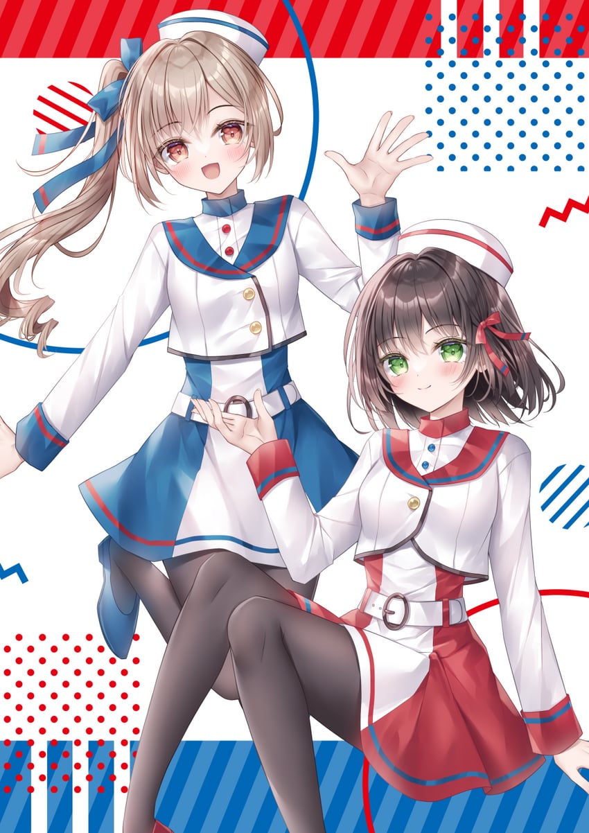 midorikawa sakura and boude miu (original) drawn by kohinata_hoshimi
