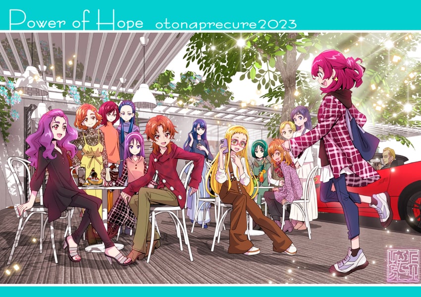 misumi nagisa, yukishiro honoka, yumehara nozomi, minazuki karen, kasugano urara, and 9 more (precure and 6 more) drawn by kamikita_futago