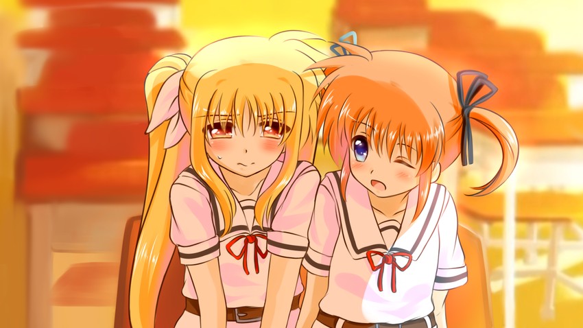 fate testarossa and takamachi nanoha (lyrical nanoha and 2 more) drawn by kerorokjy