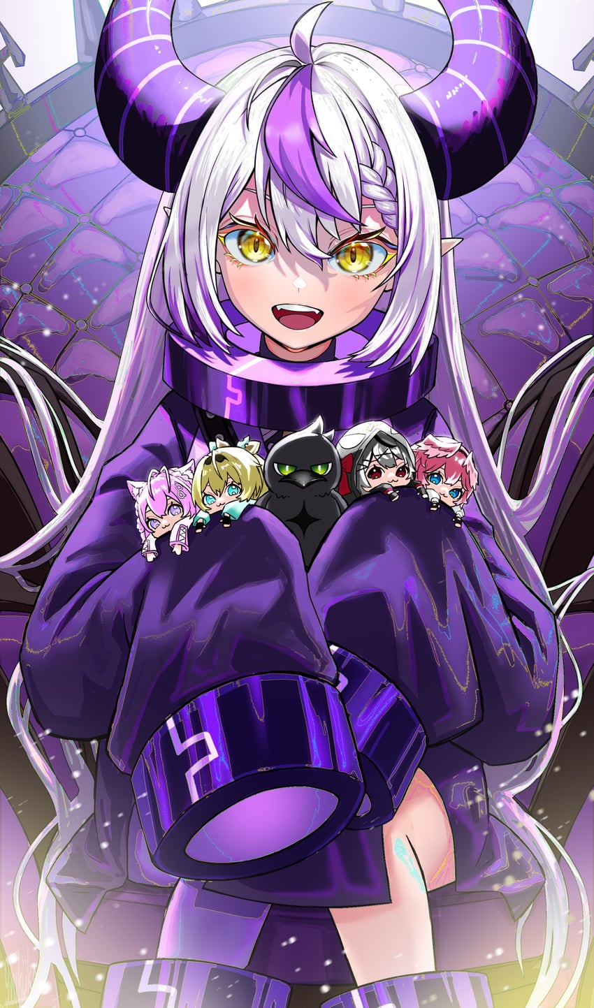 sakamata chloe, la+ darknesss, hakui koyori, kazama iroha, takane lui, and 1 more (hololive) drawn by tokishima_sikuka